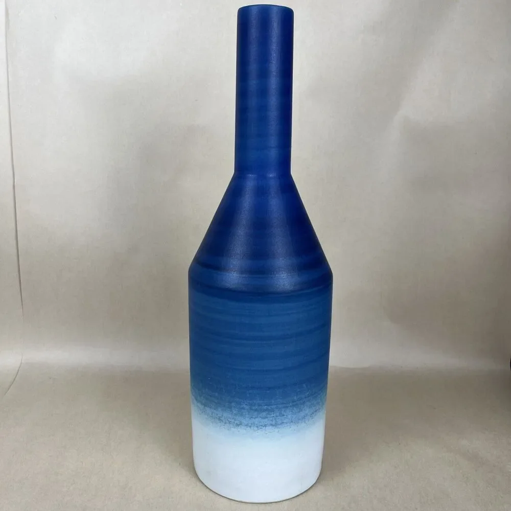 Blue White Pottery Vase Made In‎ Thailand  14” H
